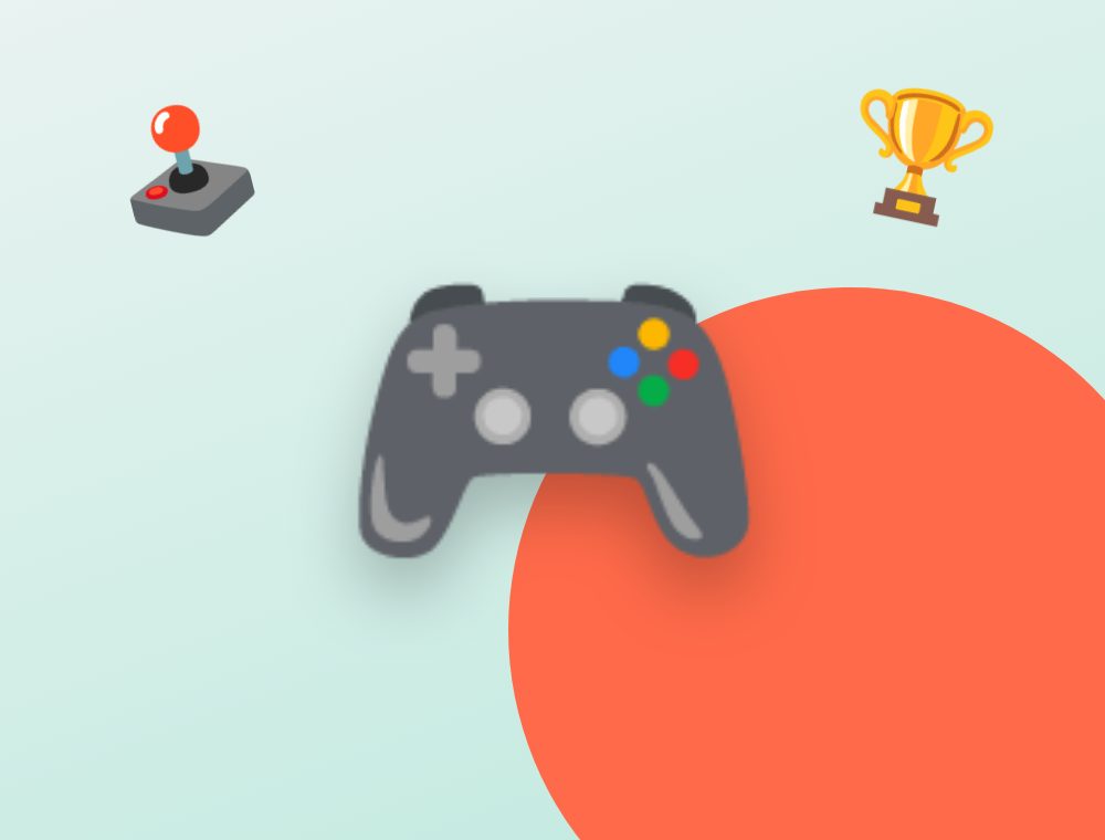 Illustration of a game controller with trophy and joystick